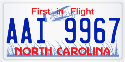 NC license plate AAI9967