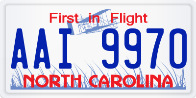 NC license plate AAI9970