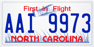 NC license plate AAI9973