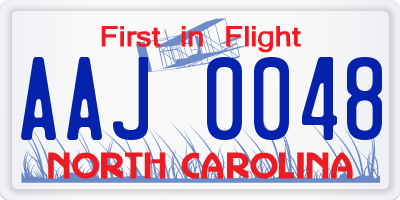 NC license plate AAJ0048