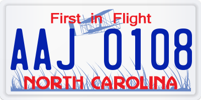 NC license plate AAJ0108