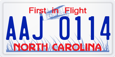 NC license plate AAJ0114