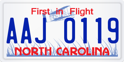 NC license plate AAJ0119