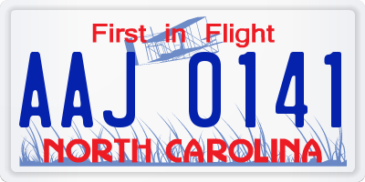 NC license plate AAJ0141