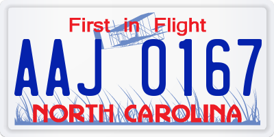 NC license plate AAJ0167