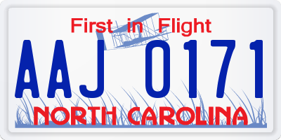 NC license plate AAJ0171
