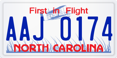 NC license plate AAJ0174