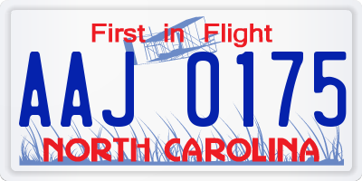 NC license plate AAJ0175