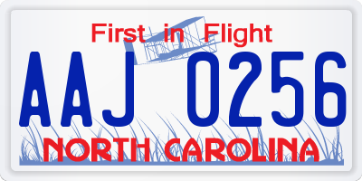 NC license plate AAJ0256