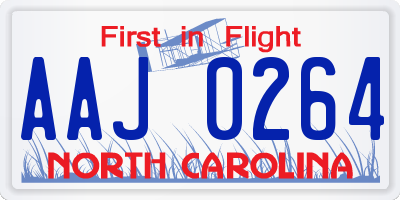 NC license plate AAJ0264