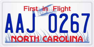 NC license plate AAJ0267