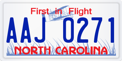NC license plate AAJ0271