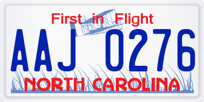 NC license plate AAJ0276