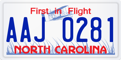 NC license plate AAJ0281