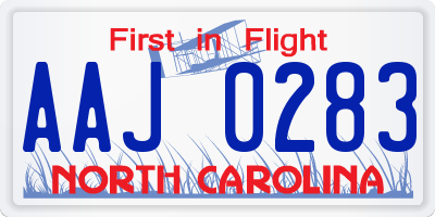NC license plate AAJ0283