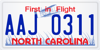 NC license plate AAJ0311