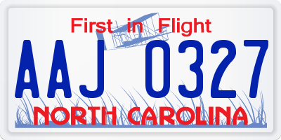 NC license plate AAJ0327