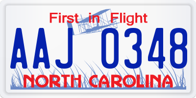 NC license plate AAJ0348