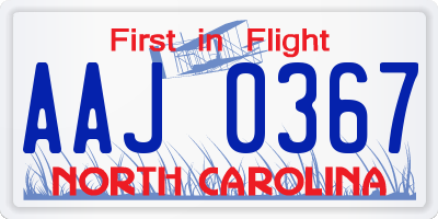 NC license plate AAJ0367