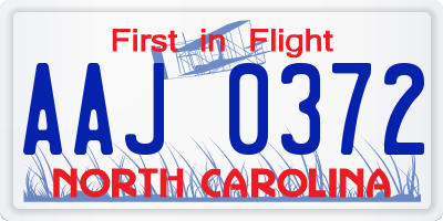 NC license plate AAJ0372
