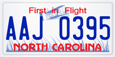 NC license plate AAJ0395