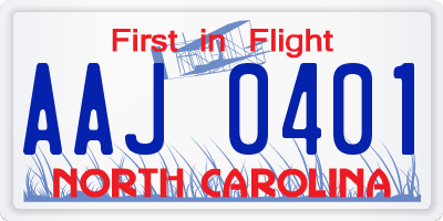 NC license plate AAJ0401