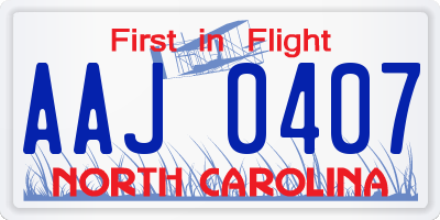 NC license plate AAJ0407