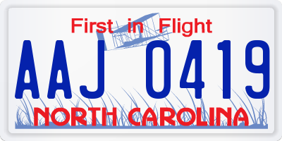 NC license plate AAJ0419
