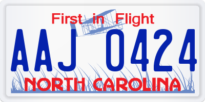 NC license plate AAJ0424