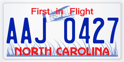 NC license plate AAJ0427