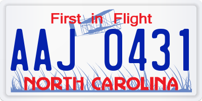 NC license plate AAJ0431