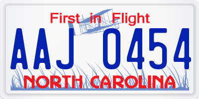 NC license plate AAJ0454