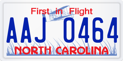 NC license plate AAJ0464