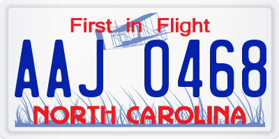 NC license plate AAJ0468