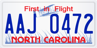 NC license plate AAJ0472