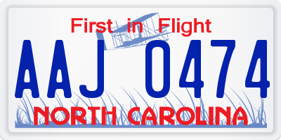 NC license plate AAJ0474