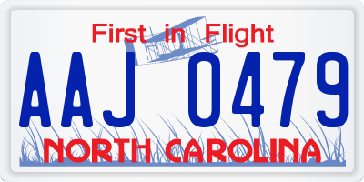 NC license plate AAJ0479