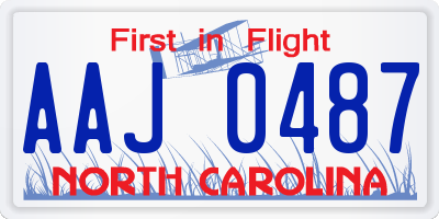 NC license plate AAJ0487