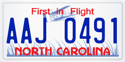 NC license plate AAJ0491