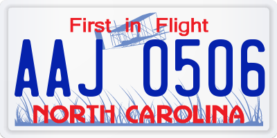 NC license plate AAJ0506