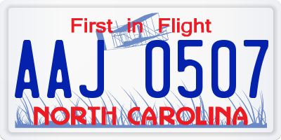 NC license plate AAJ0507