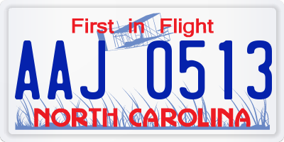NC license plate AAJ0513