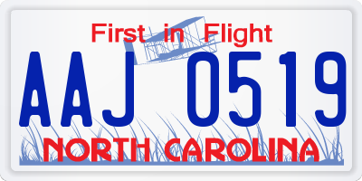 NC license plate AAJ0519