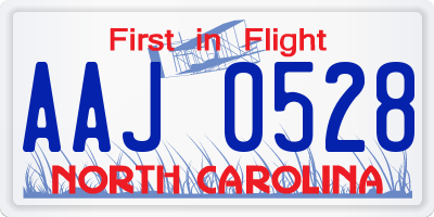 NC license plate AAJ0528