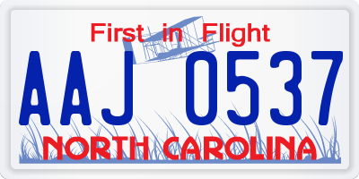 NC license plate AAJ0537