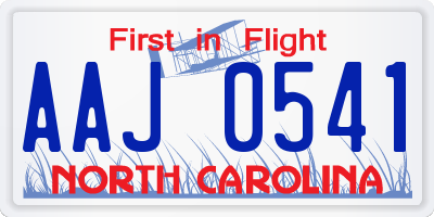 NC license plate AAJ0541