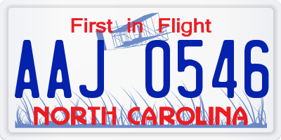 NC license plate AAJ0546
