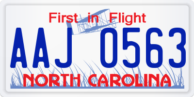 NC license plate AAJ0563