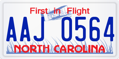 NC license plate AAJ0564