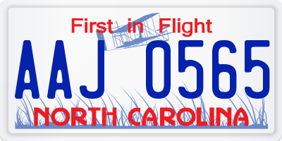 NC license plate AAJ0565